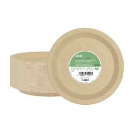 Plato de Cartón Redondo Antigrasa Kraft Ø22cm 245g/m² (50 Uds)