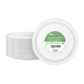 Plato de Cartón Redondo Antigrasa Blanco Ø18cm 220g/m² (50 Uds)