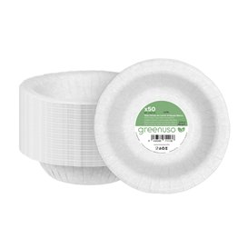 Plato Hondo de Cartón Antigrasa Blanco Ø19cm 250g/m² (50 Uds)