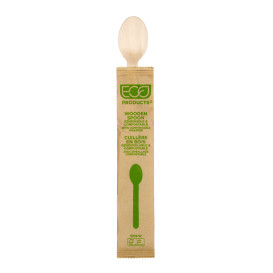 Cuchara de Madera Desechable Enfundada 16cm (25 Uds)
