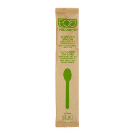 Cuchara de Madera Desechable Enfundada 16cm (25 Uds)