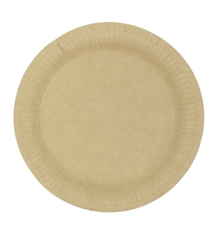 Plato de Cartón Redondo “Radial” Kraft Ø18cm 200gr/m² (650 Uds)