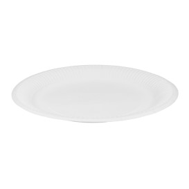Plato de Cartón Redondo “Radial” Blanco Ø23cm 200gr/m² (650 Uds)