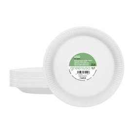 Plato de Cartón Redondo “Radial” Blanco Ø23cm 200gr/m² (50 Uds)