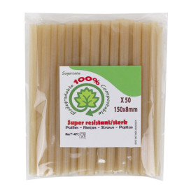 Pajita Eco Recta de Caña de Azúcar Ø0,8cm 15cm (1.000 Uds)