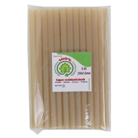 Pajita Eco Recta de Caña de Azúcar Ø1,2cm 25cm (50 Uds)