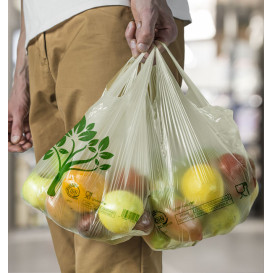 Bolsa de plástico compostable con asas camiseta