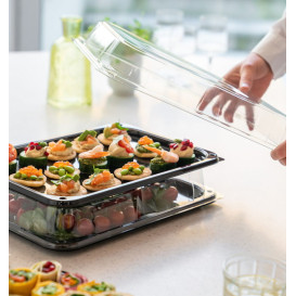 Bandeja Reutilizable rPET Negra con Tapa  35x24cm (15 Uds)