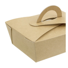 Caja "Doggy Bag" Kraft con Asa 12x9x5cm 750ml (350 Uds)