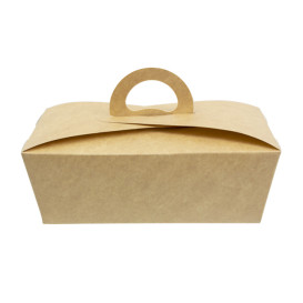 Caja "Doggy Bag" Kraft con Asa 16x9,5x6cm 1000ml (25 Uds)