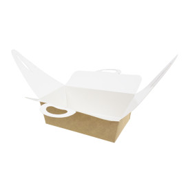 Caja "Doggy Bag" Kraft con Asa 16x9,5x6cm 1000ml (25 Uds)
