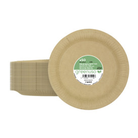 Plato de Cartón Redondo “Radial” Kraft Ø18cm 200gr/m² (50 Uds)