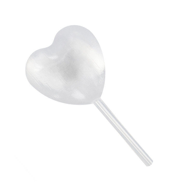 Pipeta de Plástico de Corazón para Catering 5,5cm (100 Uds)