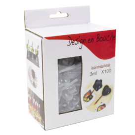 Pipeta de Plástico de Corazón para Catering 5,5cm (100 Uds)