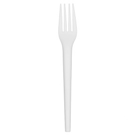 Tenedor Compostable Reutilizable CPLA Blanco 17cm (100 Uds)