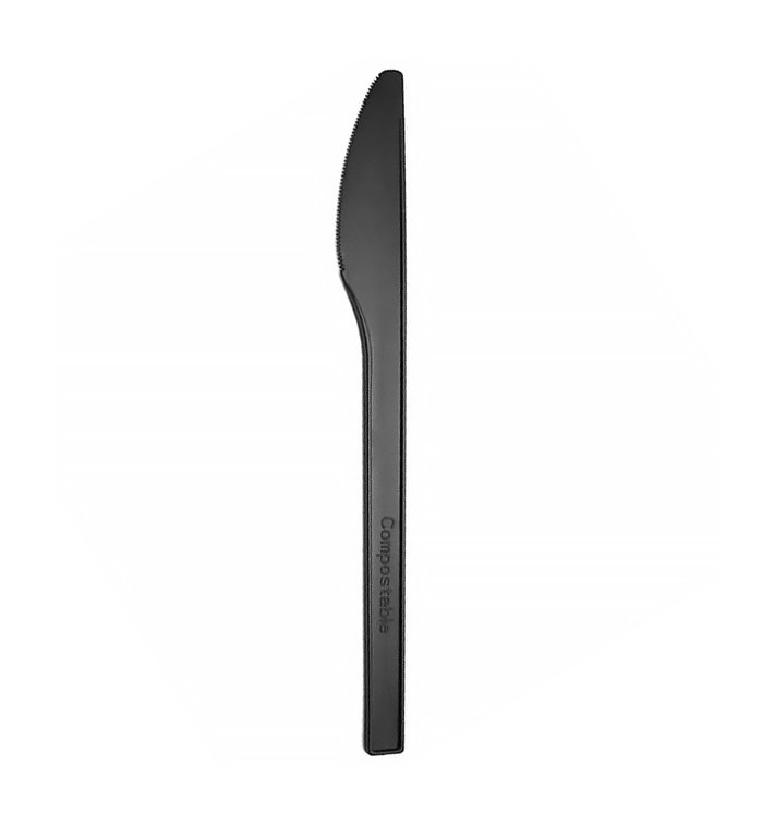 Cuchillo Compostable Reutilizable CPLA Negro 17cm (25 Uds)
