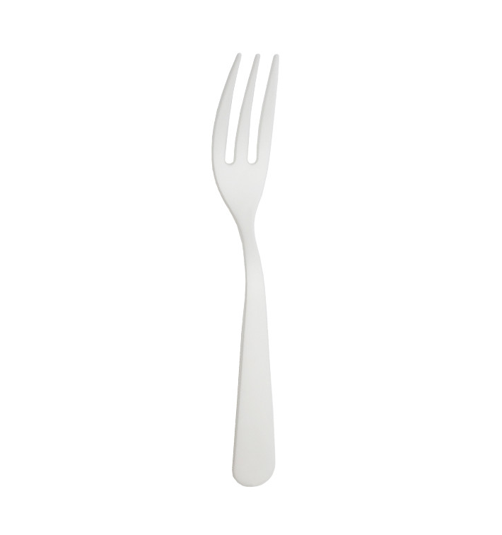 Tenedor Compostable Reutilizable CPLA Blanco 10cm (100 Uds)