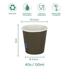 Vaso Cartón 4Oz/120ml Marrón Ø6,2cm (100 Uds)