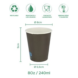 Vaso Cartón 8Oz/240ml Marrón Ø8,0cm (50 Uds)