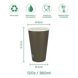 Vaso Cartón 12Oz/360ml Marrón Ø8,0cm (2.000 Uds)