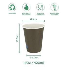 Vaso Cartón 14Oz/420ml Marrón Ø9,0cm (50 Uds)