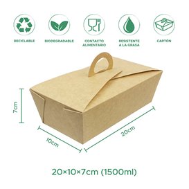 Caja "Doggy Bag" Kraft con Asa 20x10x7cm 1500ml (140 Uds)