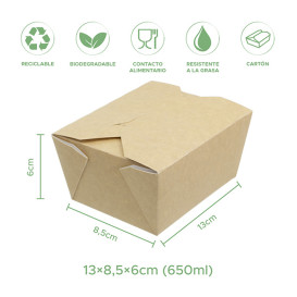 Caja Americana Kraft 11,8x9x6,3cm 650ml (25 Uds)