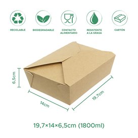 Caja Americana Kraft 19,7x14x6,5cm 1800ml (25 Uds)