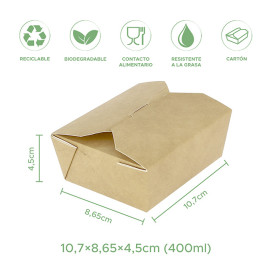 Caja Americana Kraft 10,7x8,65x4,5cm 400ml (400 Uds)