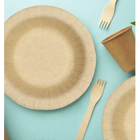 Plato Hondo de Cartón Antigrasa Kraft Ø19cm 245g/m² (50 Uds)