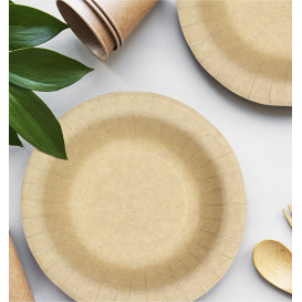 Plato Hondo de Cartón Antigrasa Kraft Ø19cm 245g/m² (50 Uds)
