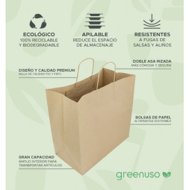Bolsa Papel Kraft con Asas 100g/m² 35+18x34cm (200 Uds)
