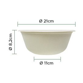 Bol de Caña de Azúcar 1400ml Ø21x8cm (300 Uds)