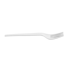Tenedor Compostable Reutilizable CPLA Blanco 17cm (100 Uds)