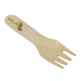 Mini Tenedor de Madera “Soft” 7,5cm (100 Uds)