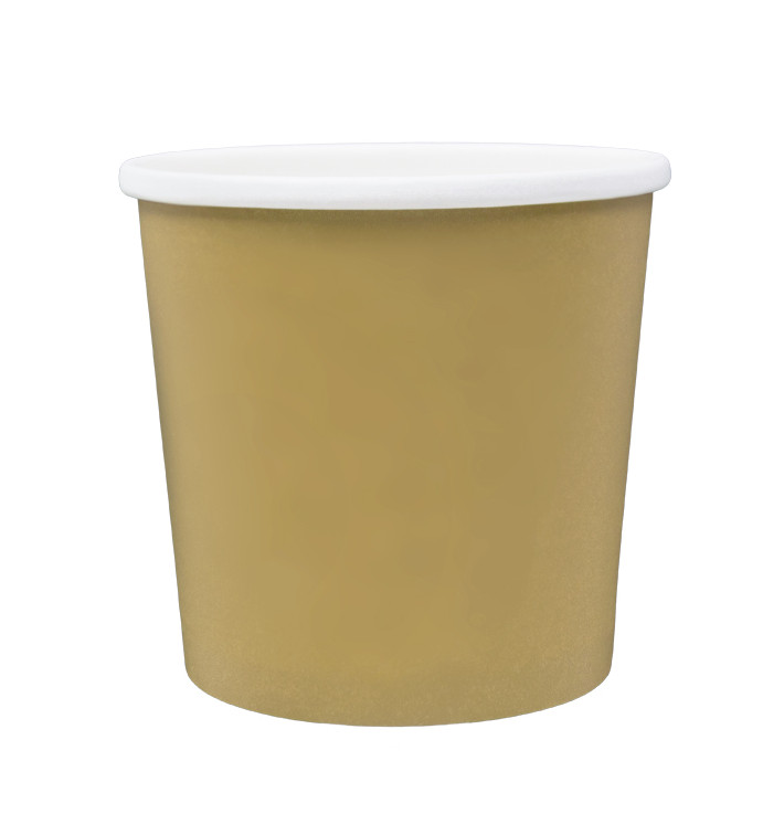 Tarrina de Cartón Kraft con Borde Blanco 750ml Ø11,9cm (25 Uds)