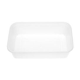 Tarrina Rectangular PP Blanca con Tapa 500ml 17,3x11,9cm (50 Uds)