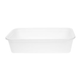 Tarrina Rectangular PP Blanca con Tapa 500ml 17,3x11,9cm (50 Uds)