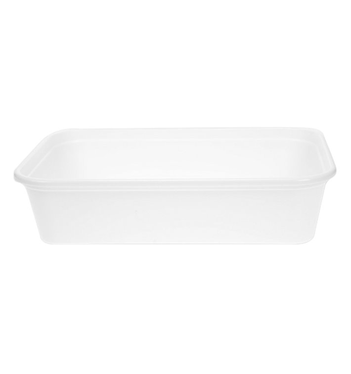 Tarrina Rectangular PP Blanca con Tapa 500ml 17,3x11,9cm (50 Uds)
