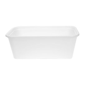 Tarrina Rectangular PP Blanca con Tapa 750ml 17,3x11,9cm (500 Uds)