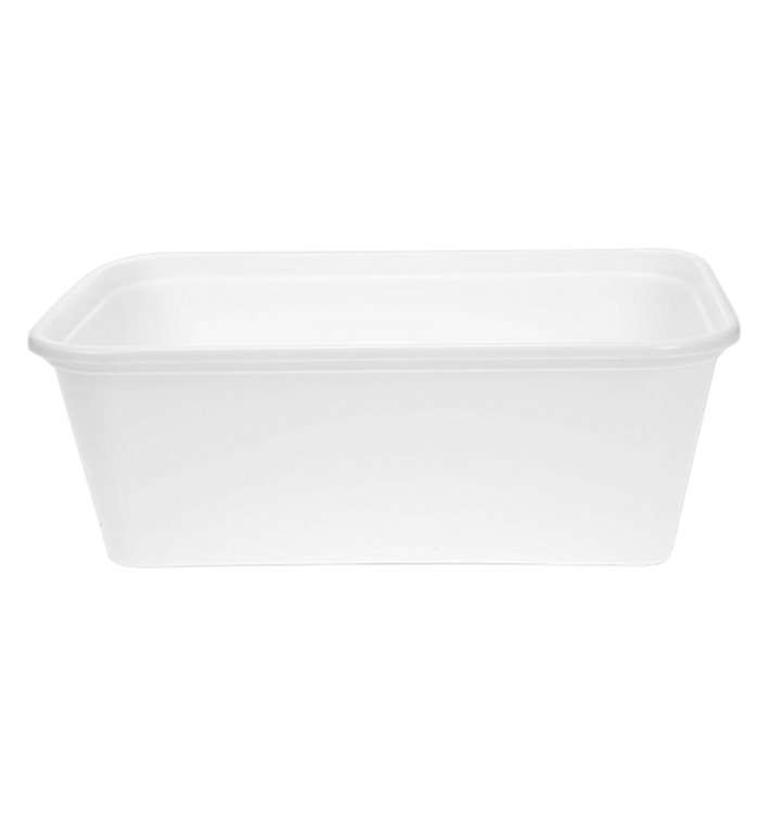 Tarrina Rectangular PP Blanca con Tapa 750ml 17,3x11,9cm (500 Uds)