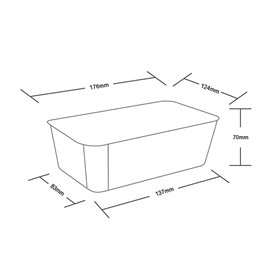 Tarrina Rectangular PP Negra con Tapa 1.000ml 17,3x11,9cm (500 Uds)