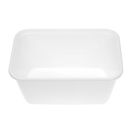 Tarrina Rectangular PP Blanca con Tapa 1.000ml 17,3x11,9cm (50 Uds)