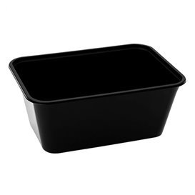 Tarrina Rectangular PP Negra con Tapa 1.000ml 17,3x11,9cm (500 Uds)