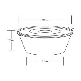 Tarrina Tapa Bisagra PP para Salsas 180ml (100 Uds)