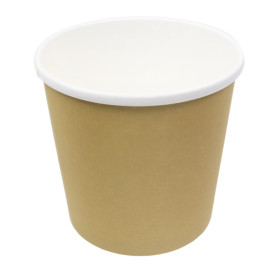Tarrina de Cartón Kraft con Borde Blanco 750ml Ø11,7cm (500 Uds)