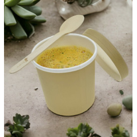 Tarrina de Cartón Kraft con Borde Blanco 350ml Ø9,0cm (25 Uds)
