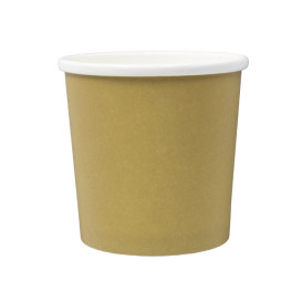 Tarrina de Cartón Kraft con Borde Blanco 350ml Ø9,0cm (25 Uds)