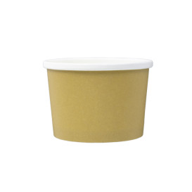 Tarrina de Cartón Kraft con Borde Blanco 250ml Ø9,0cm (25 Uds)