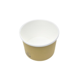 Tarrina de Cartón Kraft con Borde Blanco 250ml Ø9,0cm (25 Uds)
